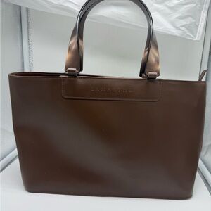 Vintage French Leather Lucite Handle Lamarthe Tote Old Money,